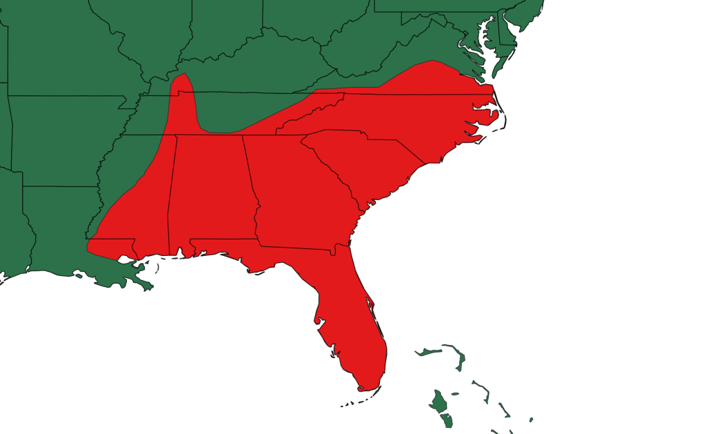Range map of Scarlet Kingsnake